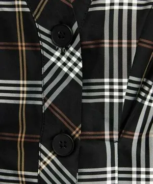 Zara Plaid Peplim V-Neck Blouse Top 3/4 Sleeves thumbnail 3