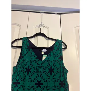 41 Hawthorne Perissa‎ Reversible Dress Green Navy V Neck Sleeveless L NWT thumbnail 4
