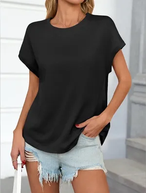 Women’s Black Cap Sleeve Casual T-Shirt Size Small thumbnail 1
