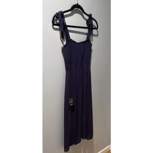 Lulus Navy Smocked Tie Strap Square Neck Sleeveless Midi Dress Medium thumbnail 5