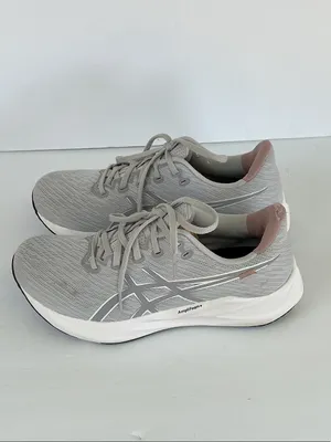 ASICS Versablast 4 Women's Gray Knit Sneakers with Pink Collar Trim thumbnail 4
