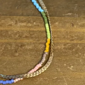 Frenzy gold tone chain and multicolor bead chain anklet thumbnail 3