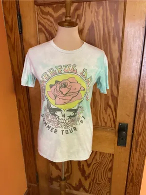 Junk Food Grateful Dead Summer Tour ’87 Tie Dye Graphic Tee XS Pastel Skull Rose thumbnail 6