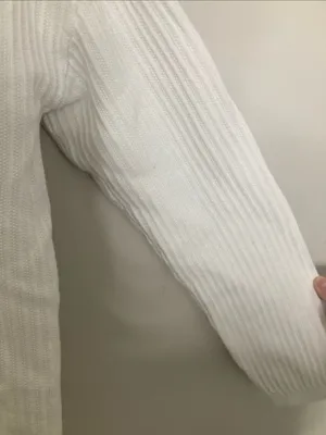 Talbots Cream Ribbed V-Neck Button Front Cardigan M thumbnail 6