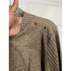 Adrienne Vittadini Women's Brown Asymmetrical Hem Top Grommet Mock Neck - XL thumbnail 4