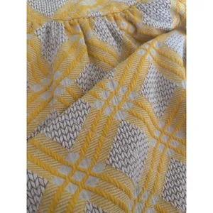 dRA Los Angeles Yellow White Chevron Lattice Midi Dress Pockets Womens M‎ thumbnail 6