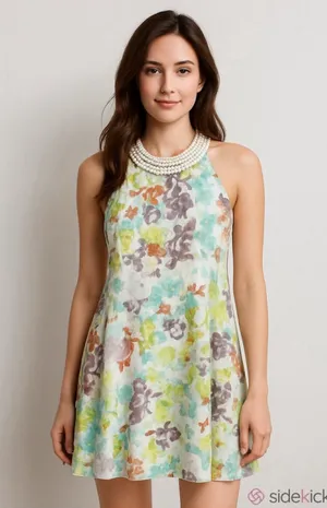Women's Belle Badgley Mischka Mini Dress Size 4 White Multi-color thumbnail 1