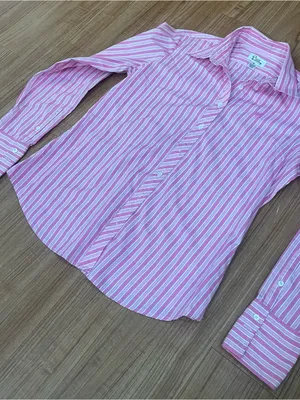 Lilly Pulitzer Pink and White Striped Button-Down Shirt thumbnail 6