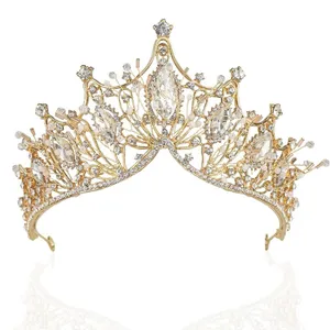 Elegant Gold Tiara with Crystal Accents thumbnail 1