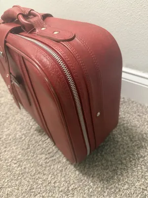 New Vista 21" Brown Leather Hard Case Suitcase Solid Unisex Adult thumbnail 3