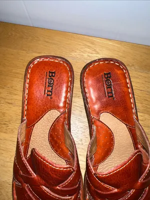 Born Women's Cognac Brown Woven Leather Slide Platform Wedge Sandals Size 7 thumbnail 5