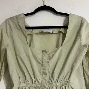 Anthropologie Harshman Puff Sleeve Babydoll Blouse Moss Green Size Small thumbnail 3