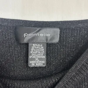 Vtg Pointelle Shimmer Tank‎ Top Womens XL Black Silk-Blend Silver Metallic Studs thumbnail 5