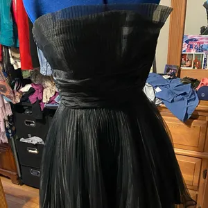 Betsy Johnson black organza cocktail dress thumbnail 1