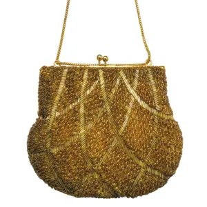 1950s Vintage Regale LTD. Gold Beaded Evening Bag Clasp Purse Crossbody thumbnail 2