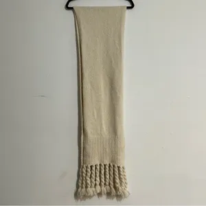 Anthropologie Braided Fringe Scarf Cream Fall Winter Cozy Chic thumbnail 5