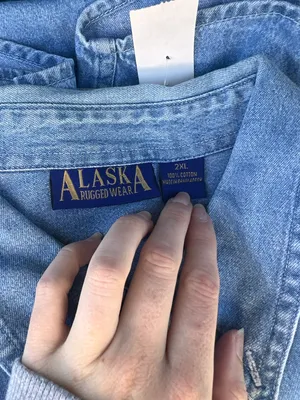 Vintage Alaska Embroidered Denim Button Down Shirt Oversized thumbnail 5