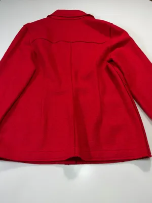 Chico's Wool Blend Red Bouclé Button-Front Pea Coat Size 2 thumbnail 7