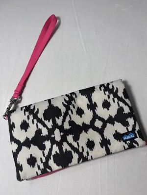 Kavu Big Spender Fold Canvas Wallet Wristlet Pocket Clutch Ink Blot Pink thumbnail 1