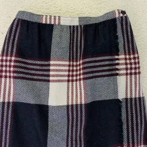 Vintage Plaid Wool Skirt Faux‎ Wrap Midi Long Maxi Skirt Women Size 12 A Line thumbnail 3