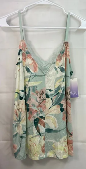 NEW Stars‎ Above women's blue floral lace v-neck adjustable pajama tank top M thumbnail 1