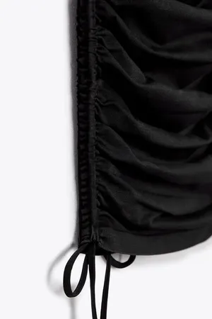 ZARA Black Gray Ruched Seamless Military Minds Lioness Mini Bodycon Dress thumbnail 13