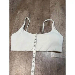 Crz Yoga Women Cream White Athletic Sports Bra Scoop Neck Workout Top thumbnail 5