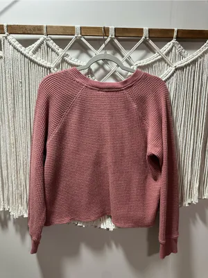 Old Navy Rose Waffle-Knit Henley Sweatshirt thumbnail 2