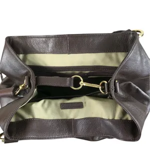 G.I.L.I. Pebbled Leather Hobo Tote Bag Brown Everyday Office Travel Weekender thumbnail 7