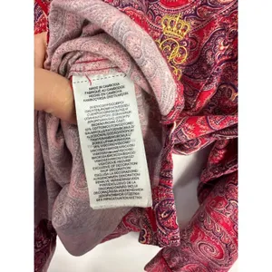 Lauren Ralph Lauren Pajama Top Womens L Red Paisley Long Sleeve Sleep Shirt‎ LRL thumbnail 7