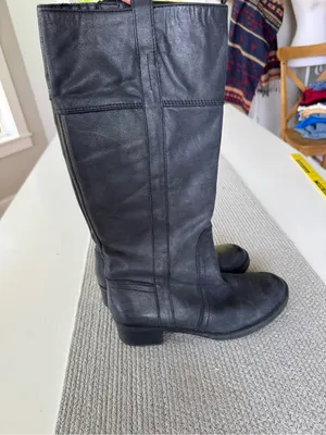 Lucky Brand Black Leather Knee High Riding Boots Sz 8 thumbnail 8