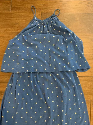 LOFT Navy Blue Polka Dot Layered Sundress Small thumbnail 3