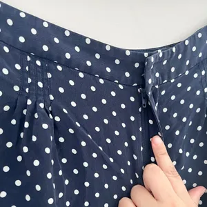 RALPH LAUREN LAUREN Polka Dot White Navy Silk High Waist Shorts Sz 12 thumbnail 3