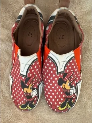 Disney Minnie Mouse Red Polka Dot Slip On Canvas Sneakers Women Size 37 Low Top thumbnail 1