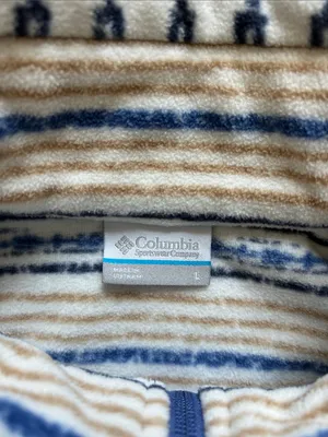 Columbia Cream & Blue Striped Full-Zip Fleece Jacket thumbnail 2