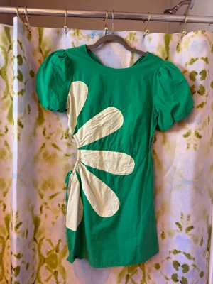 Strut & Bolt Mini Green Floral Dress with Flower and cutout thumbnail 2