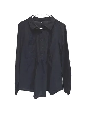 Torrid Black Pintuck Poplin Long Sleeve Button Up Shirt Plus Size 1X thumbnail 2