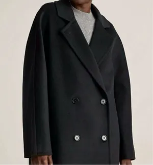 Quince Italian Wool Double-Breasted Slouch Coat Black XS thumbnail 2