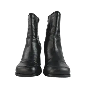 Free People Naomi Women's Black Leather Square Toe Block Heel Zip Ankle Boots 8 thumbnail 2