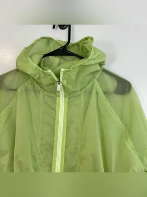 Athleta Skyline Anorak Lime Green Sheer Hooded Windbreaker Travel Jacket XXS thumbnail 6