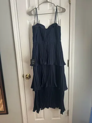 Lulus Cascading Crush Navy Blue Tiered Dress thumbnail 3