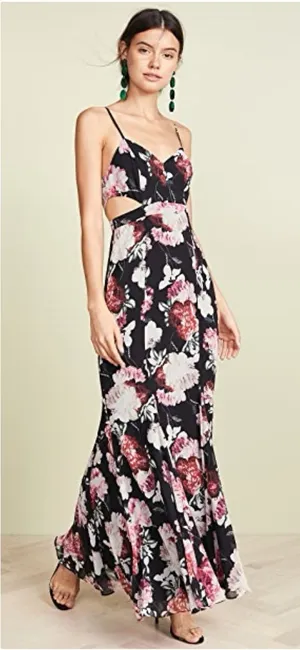 NEW Fame and Partners The Sienne Maxi Dress Black Floral Blushing Blooms Nite thumbnail 1