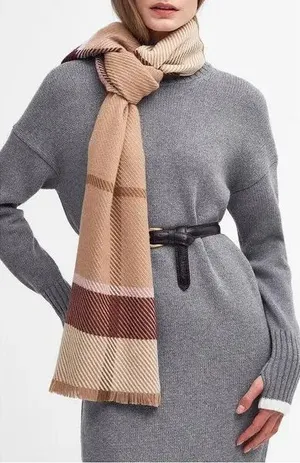 Barbour Blair Tartan Scarf in Muted Cabernet Purple thumbnail 1