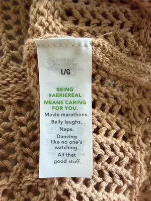 aerie Open-Weave Crewneck Sweater in Tan thumbnail 4