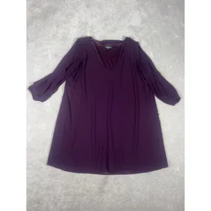 lulus long sleeve knee length dress sheer sleves xl Chiffon Deep Purple thumbnail 5