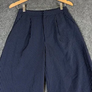 Princess Polly Navy Blue Pinstripe Wide Leg Trousers High Waist Size US 4 thumbnail 8