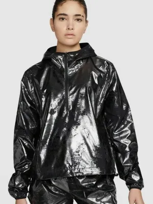 Nike Air Foil Print Black Silver Running Jacket Women’s Medium thumbnail 1