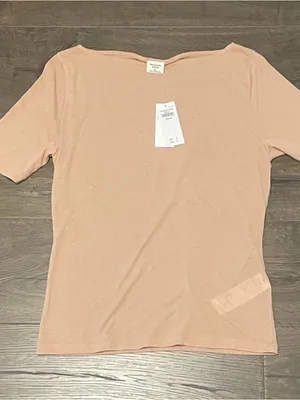 NWT Abercrombie & Fitch Light Pink Sheer Short Sleeve Top, Size Medium thumbnail 1