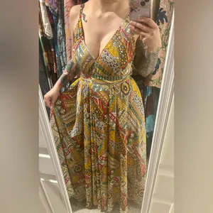 Geo Ethnic Print Silk Maxi Dress thumbnail 2