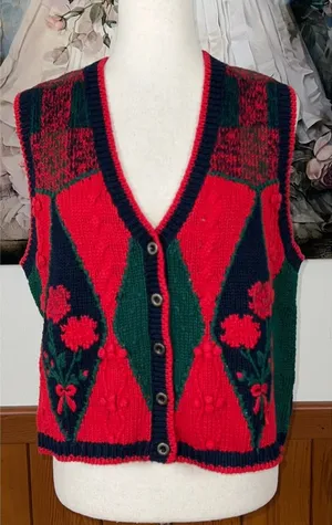 Gorgeous Vintage 1980s/90s Christopher & Banks Hand Embroidered Sweater Vest! thumbnail 1